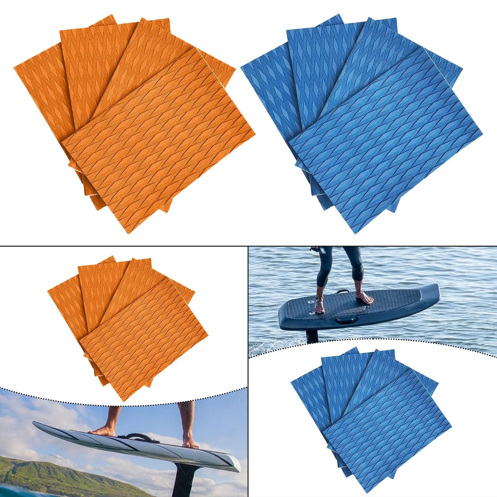 

4 Pieces Surfboard Traction Pad deck Grip Pad, Anti Slip Deck Pad, Boat Decking Sheet for Longboard, Skimboard Pool Step