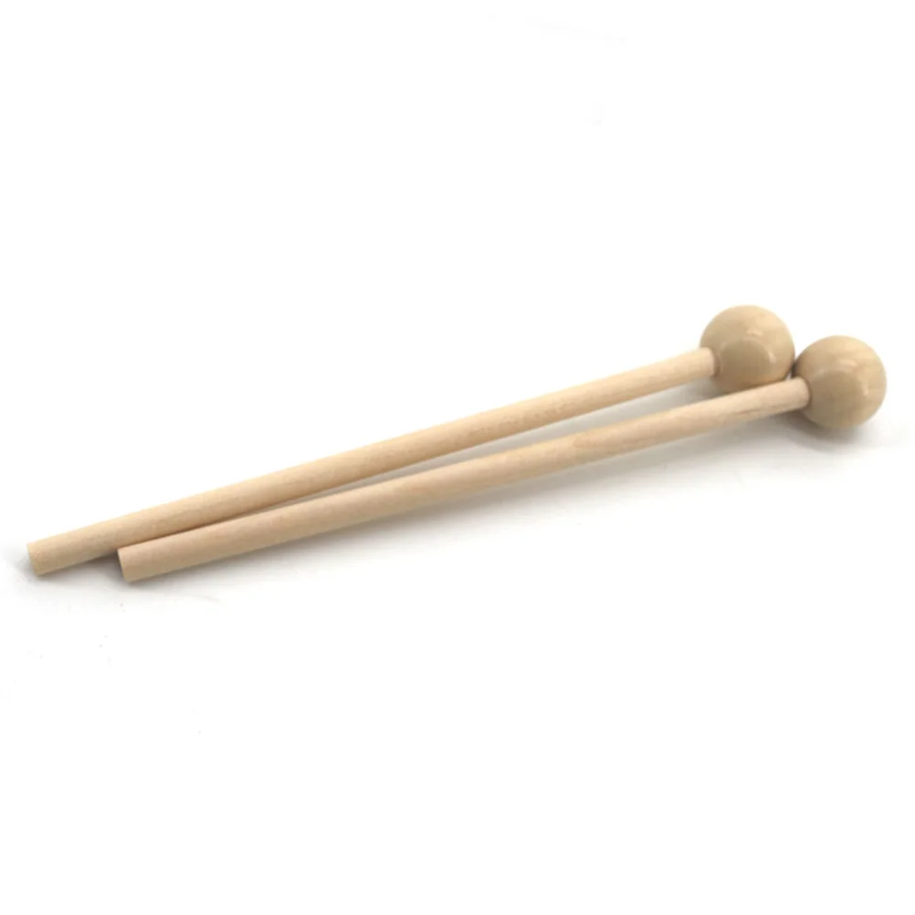 

2 Pairs Drumstick Steel Tongue Accessories Drumsticks Hand Percussion Instrument Wood