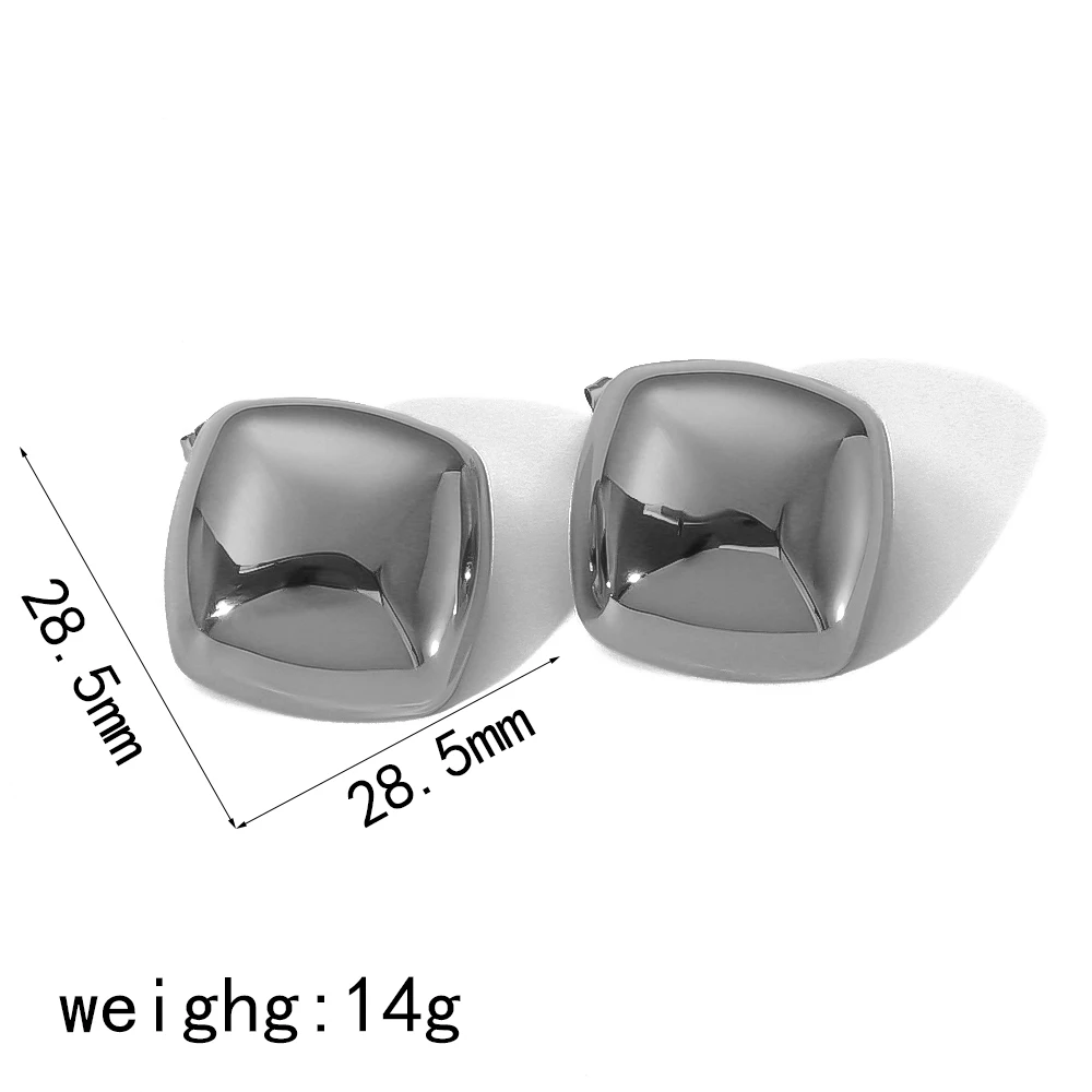 Modische Elegante Vintage Wasserdichte 18K Vergoldete Edelstahl-Ohrringe Klobige Geometrische Glatte Quadratische Ohrstecker für Damen – Detail 6