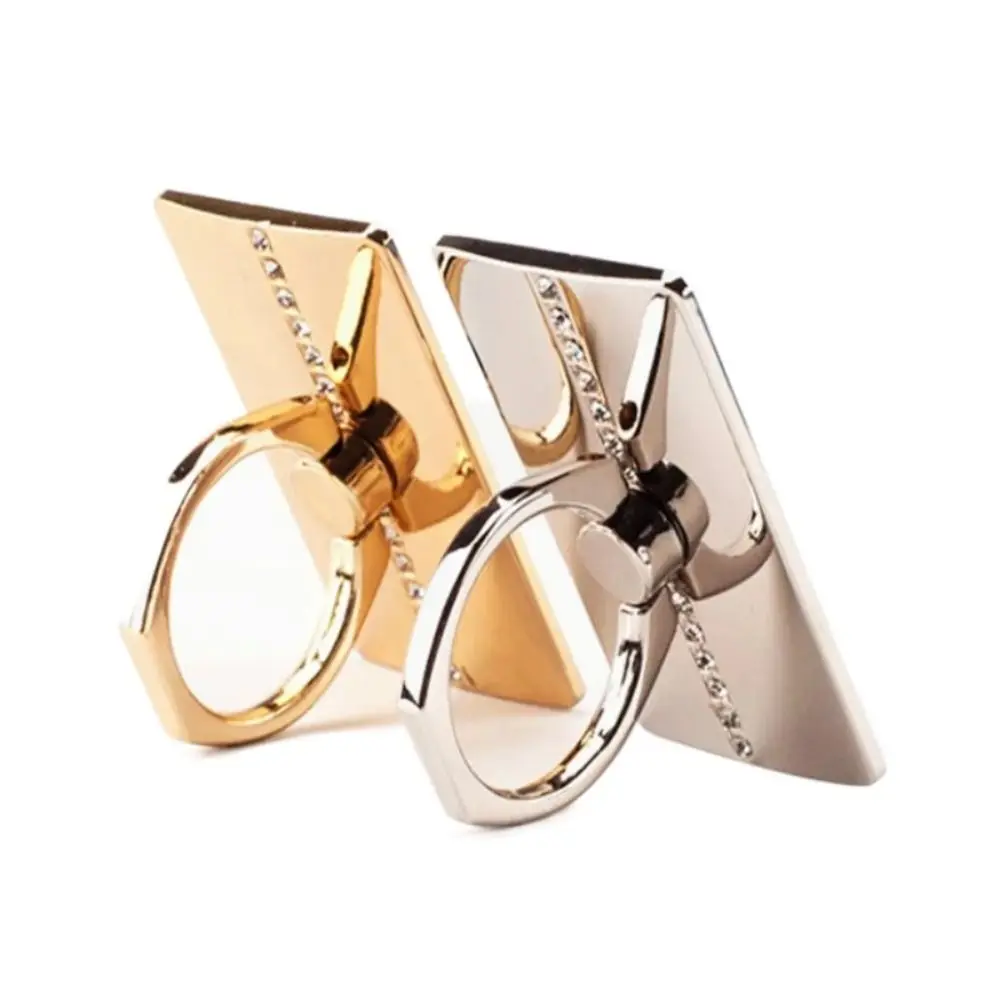 

Hand-free Mobile Phone Stand Ultra-thin Shining Diamond Square Finger Ring Holder Metal Adhesive Back Sticker Bracket Outdoor