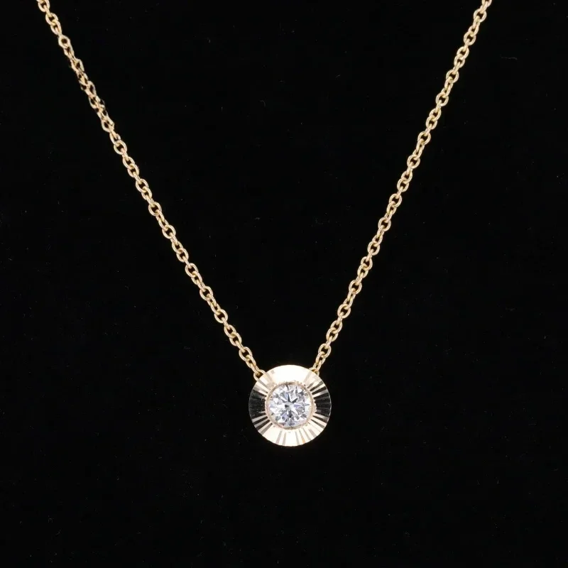 

Solid Gold 14k 18k Jewelry Man Made Diamond 5mm Round Brilliant Cut Necklace