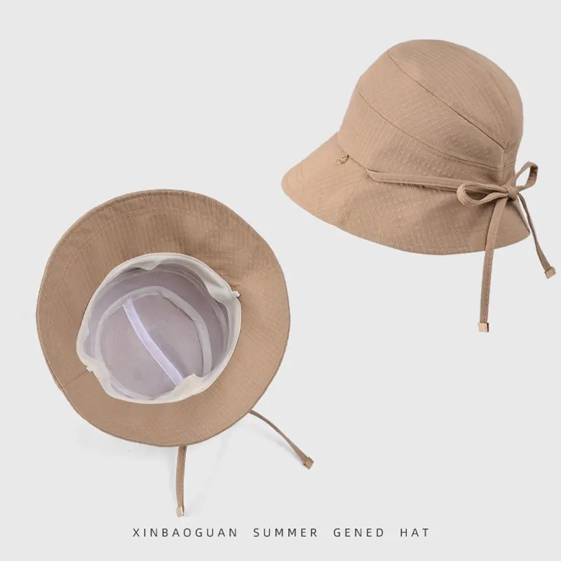 Topi kerai perjalanan luar ruangan musim panas topi baskom kepala besar semua rasa senior menunjukkan wajah topi nelayan busur kecil
