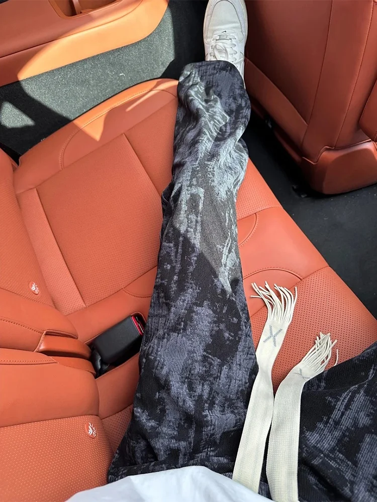 

American Retro Waed Tie Dye Men's Summer Thin Wide Leg Pants Loose Straight Casual Sports Trousers Breathable Lightweight