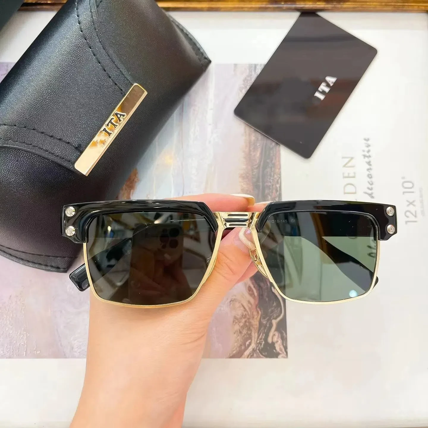 

Authentic ADITA DTS462 Square Acetate Frame Men Women Sun Glasses Stylish UV400 Polarized Dark Green Lens Male Couple Eyewear