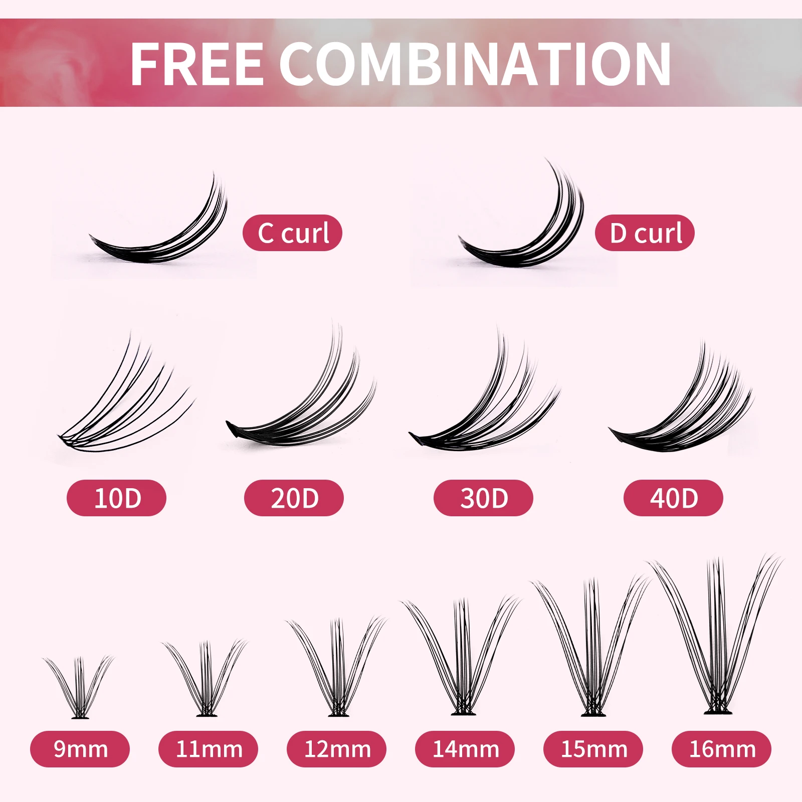 Fadvan 30D/40D Cluster Lashes DIY Bundle Self-grafting Lashes Individual Mink Natural Soft Lashes