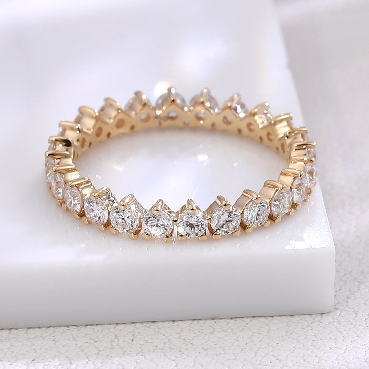 بروفانس الذيل الدائري كامل الفرقة 10K الذهب جولة مختبر الماس الأبدية اليومية خاتم كوكتيل مجوهرات للنساء الفتيات هدايا عيد الميلاد