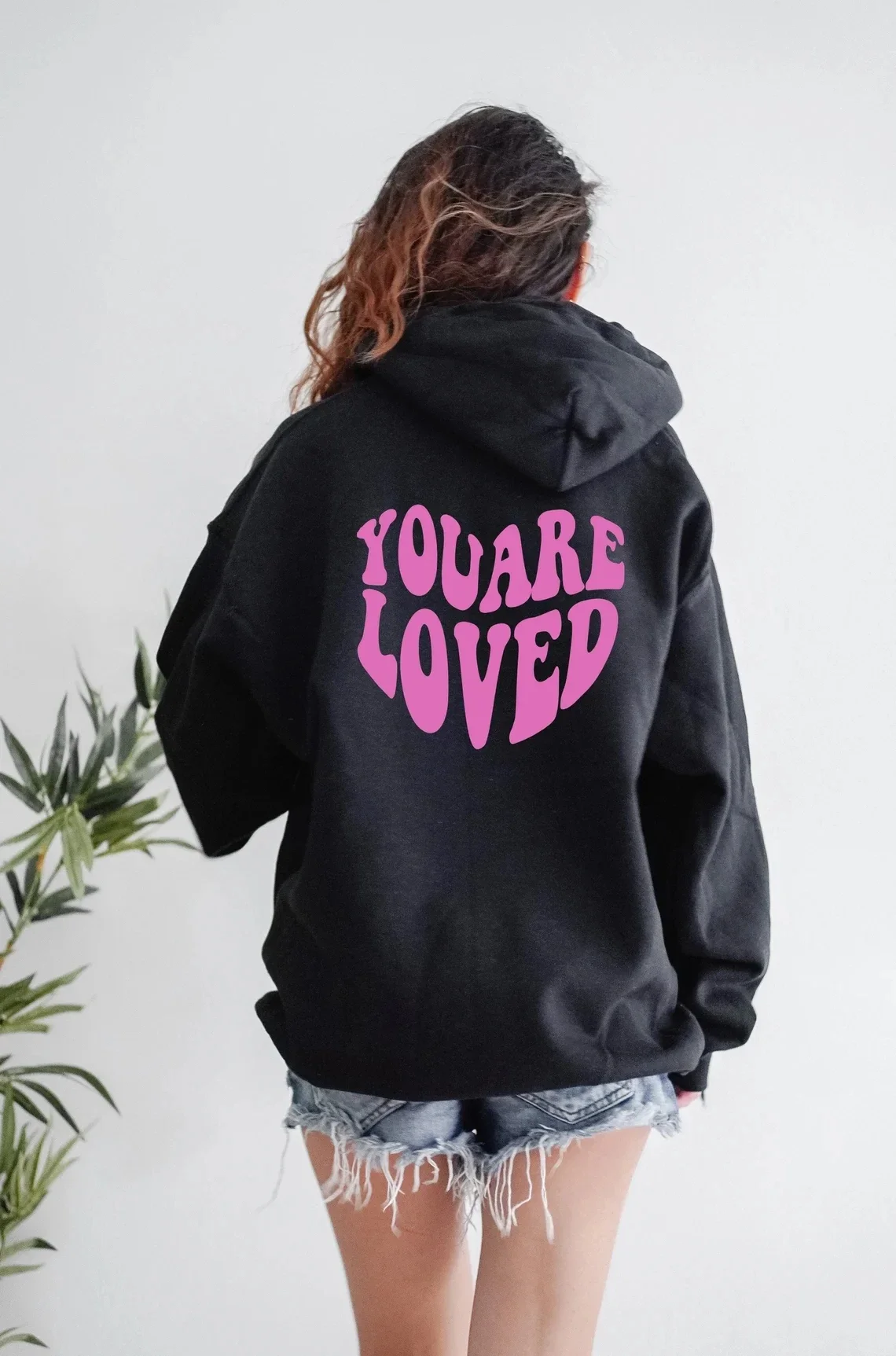 You Are Love back printWomen's Hoodies Trendy Casual Hooded Stay Positive Jumper pure cotton Pocket vintage Tumblr Hoodie