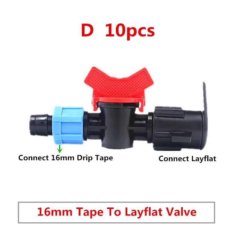 16mm Tee Elbow Offtake Straight Valve For Drip Tape Greenhouse Watering Fittings Driptape Drip Irrigation Equipment