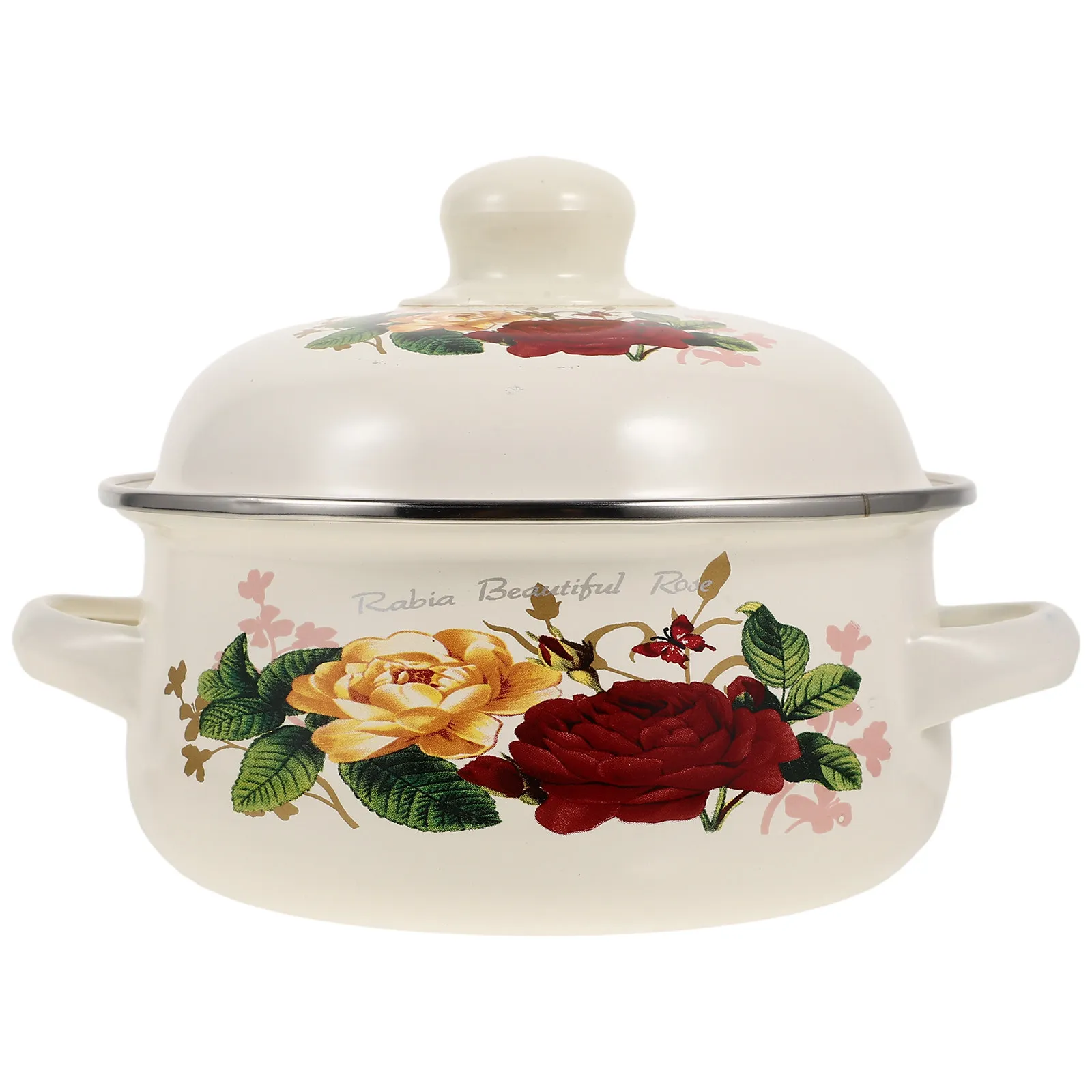 

Многофункциональная эмалированная кастрюля 3 л с двумя ручками для семейных супов, лапши, хот-пота, пригодна для мытья в посудомоечной машине, легко чистится