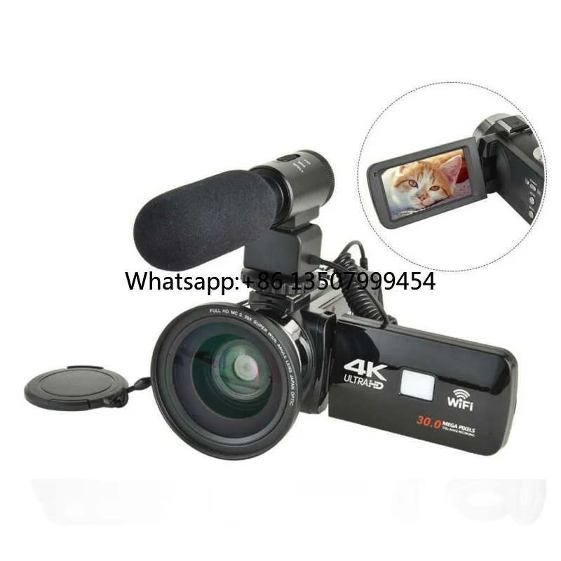 4K Digital Video Camera WiFi Camcorder 3 Inch Touch Screen Night Version Vlogging Camera Camcorder