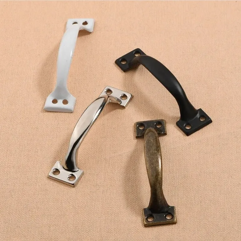 Iron Furniture Pull with Bow-Shaped Black Silver Barn Door Knob Drawers Handle 2Pcs Wardrobe Cabinet Door Garages Sheds Hardware