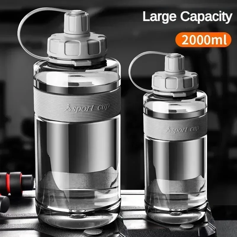 2 Liter Big Water Bottle with Straw 2L/1L/ Large Capacity School Gym Sports Drinking Bottles BPA Free Fitness