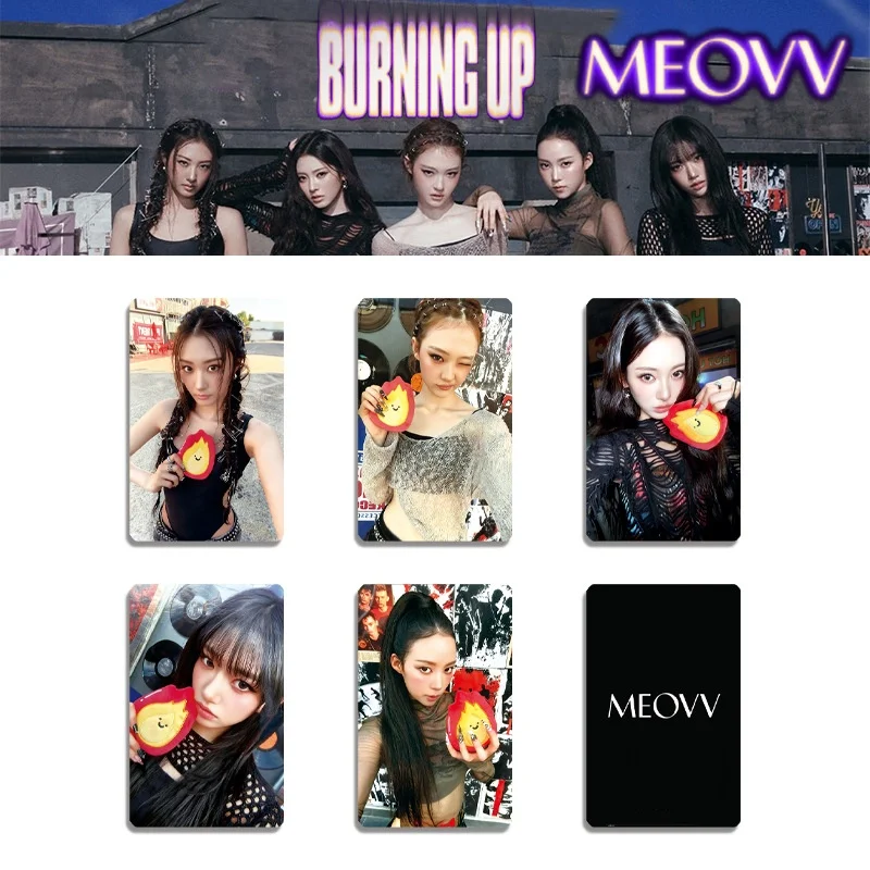 5pcs/Set Kpop MEOVV Album BURNING UP Photocards Double Sides Printing Matte Film LOMO Card Anna Narin Gawon Fans Collection Gift