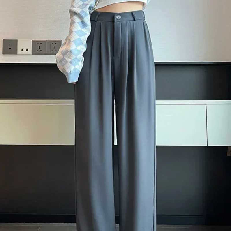 Woman Trousers Fluid Pants for Women High Waist Wide Leg Cotton Xxl Comfortable Stretch Chic and Elegant One Size Slacks 90s G