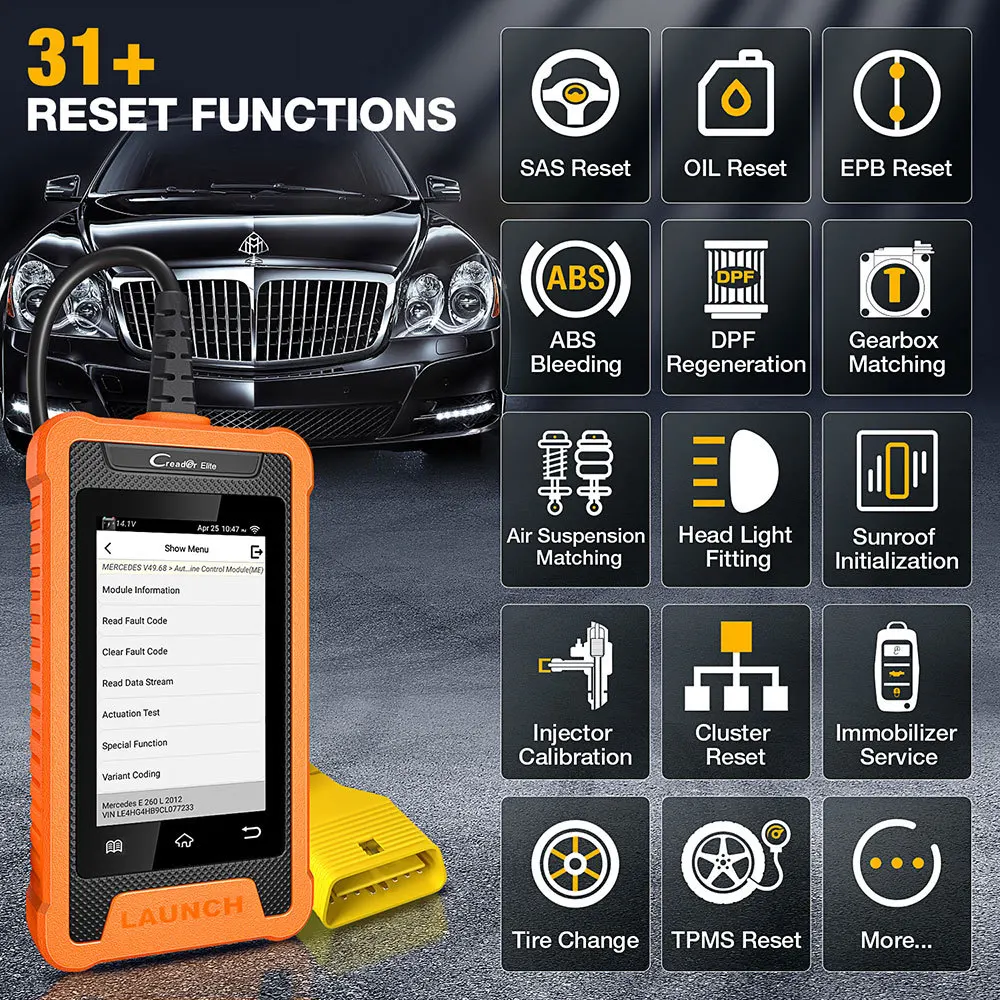 LACH X431 Elite Car OBD2 Full Function Can FD/Bi-directional Control Automotive Diagnostic Scan Tool for di/M/BENZ/W