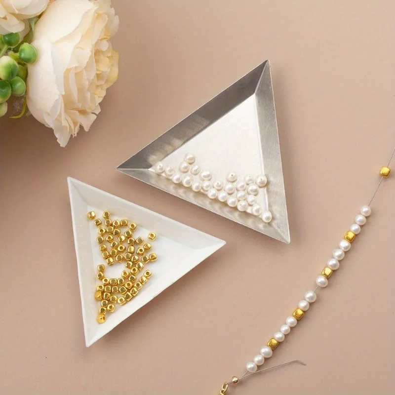 10Pcs Triangle Plate Jewelry Classification Triangle Plate Loose Bead Plate Nail Tool DIY Jewelry Display Plate Sorting Plate