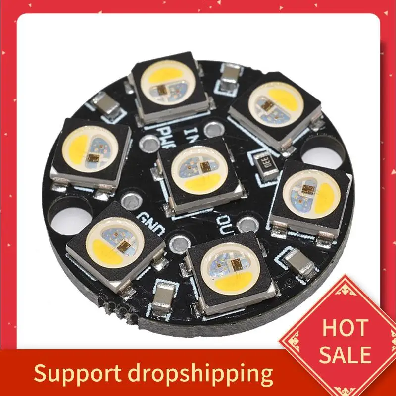 B44C RGBW SK6812 Round Full Color Black Single Point Single Control Ring Development Board DC5V 7 Bit