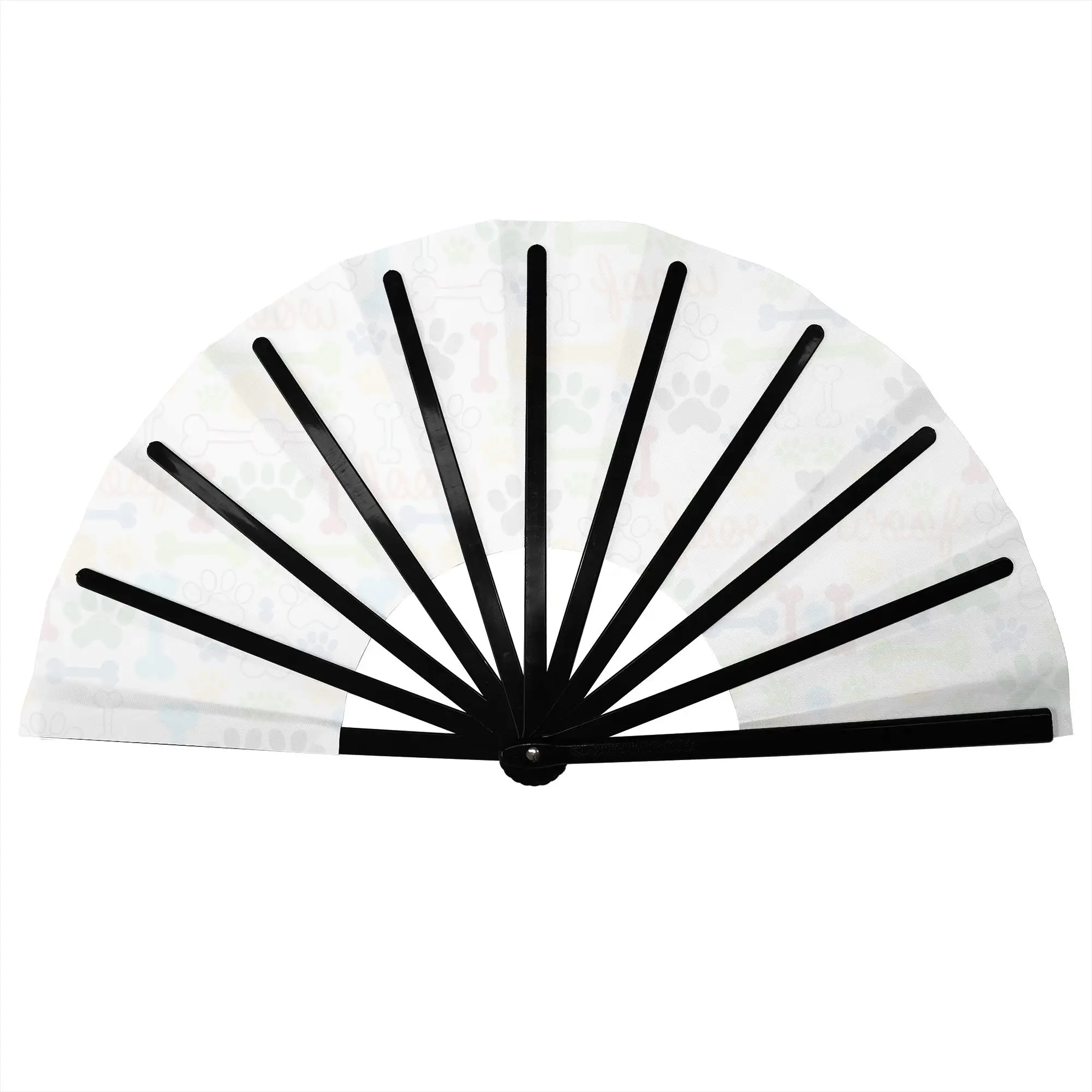 Pet Dog Paw Bones Pop Art Folding Fan Oriental Art Cartoon Footprint High-Quality Polyester Fans Elegant Decorative Hand Fan