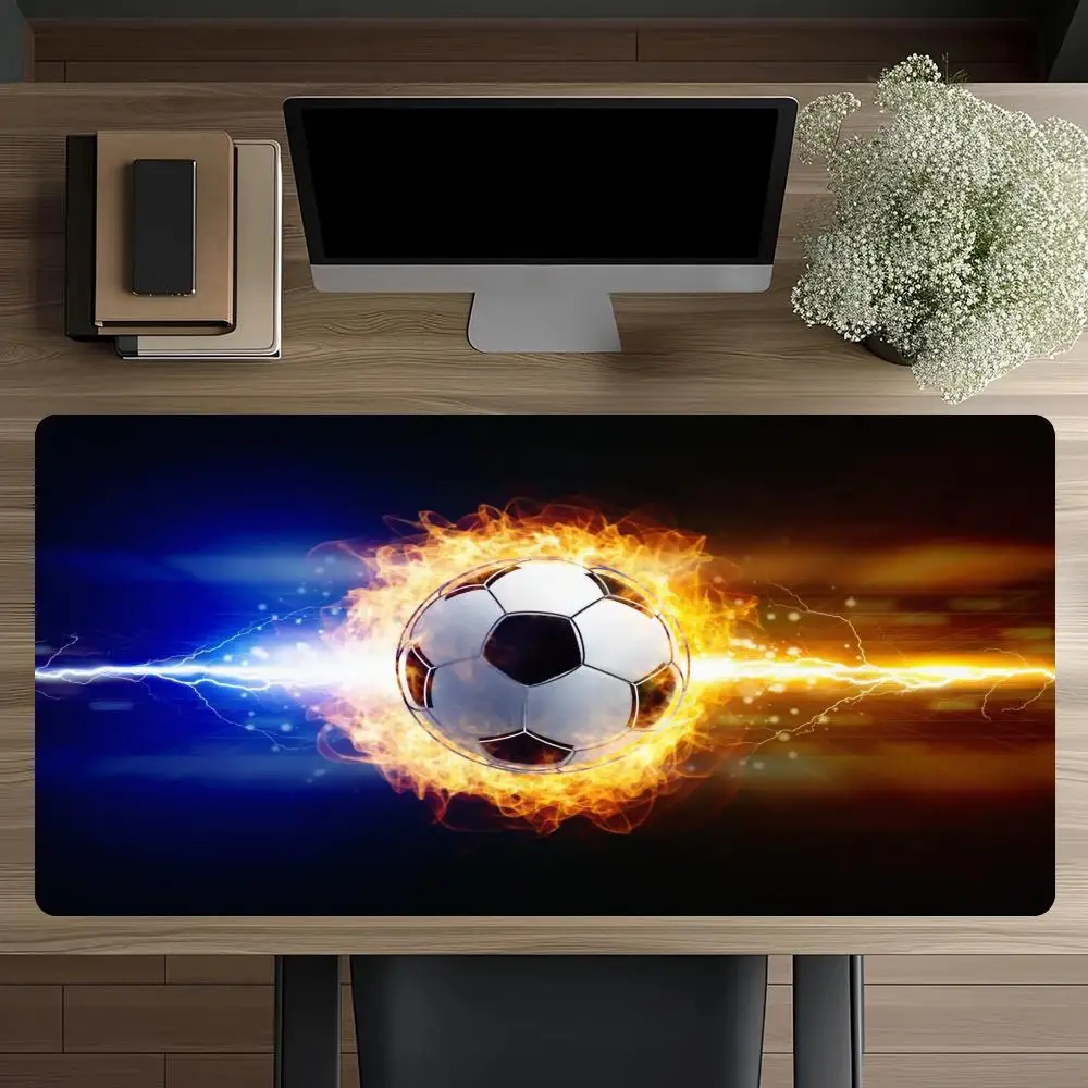 Lightning Flame Soccer Ball Large Size Mouse Pad Non Slip Rubber Gaming Desk Mat for Laptop & Office Desktop