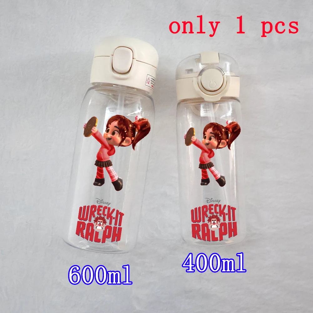 Wreck-It Ralph Transparent 400ML\600ML Plastic Pcbottle Drinking Travel Portable SportsCamping Straw Cup Vanellope Surprise Gift