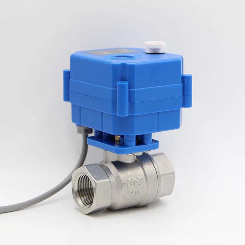 2 Way SS304 DN15 G1/2 Electric Motorized Ball Valve With Manual Override 5V 12V 24V 220V