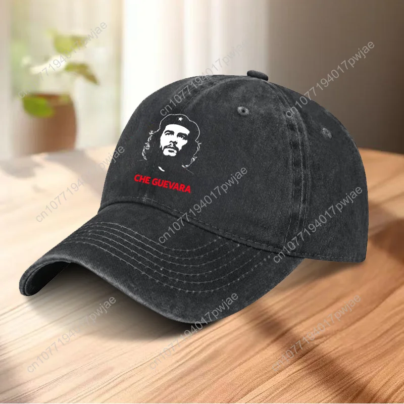

[Trendy Che Guevara Cap] 1pc Classic Black Che Guevara Baseball Cap | Unisex, Lightweight & Breathable, Quickdry, Bold White Pri