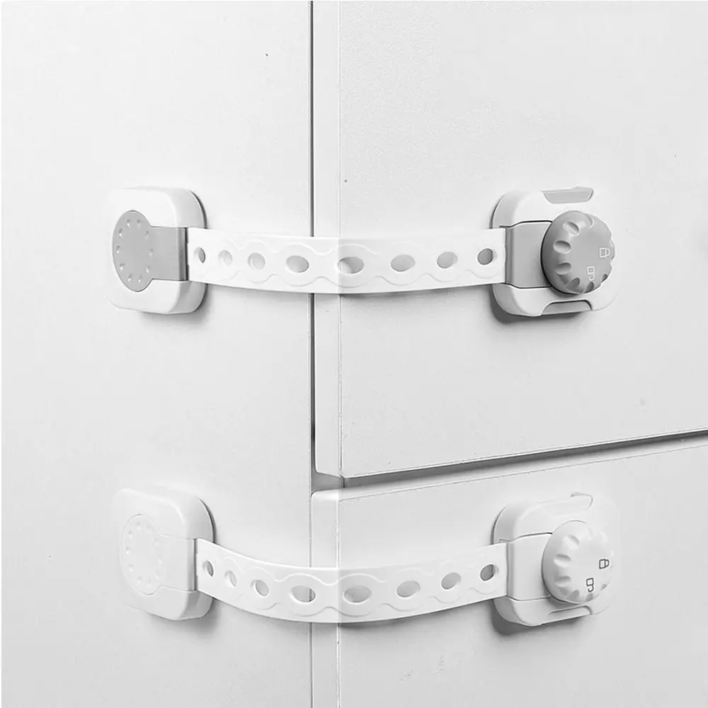 Plastic Child Safety Lock Safety Buckle Double Knob Drawer Lock Kids Protection Strong Fixation Refrigerator Door Lock Toddler