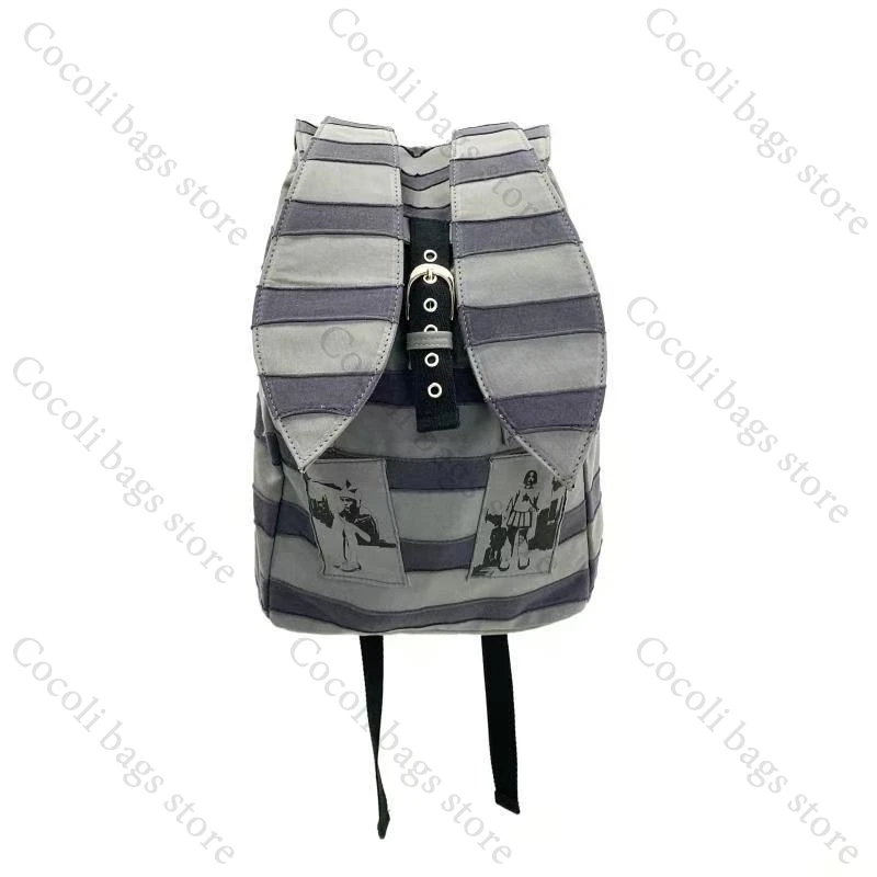 Rabbit Ear Decor Backpack Striped Punk Style Bags Harajuku Backpack for Men Women Large Capacity Backpack Y2K Backpack
