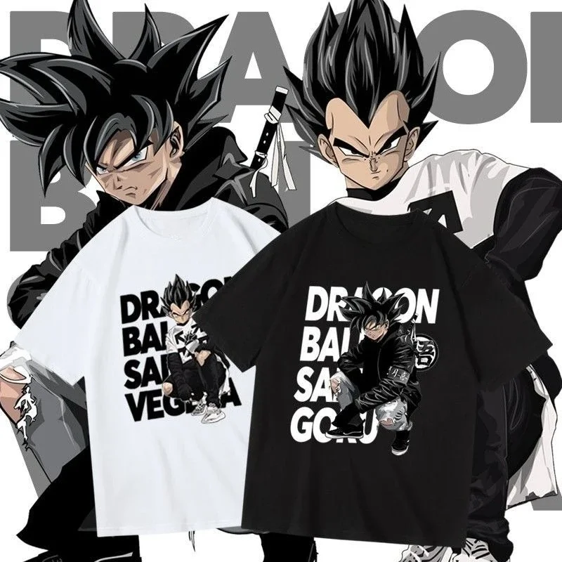 

Cartoon Trendy Brand Dragon Ball Beijita Sun Wukong High Street Ins Surrounding Summer Round Neck Men's and Women's T-shirts