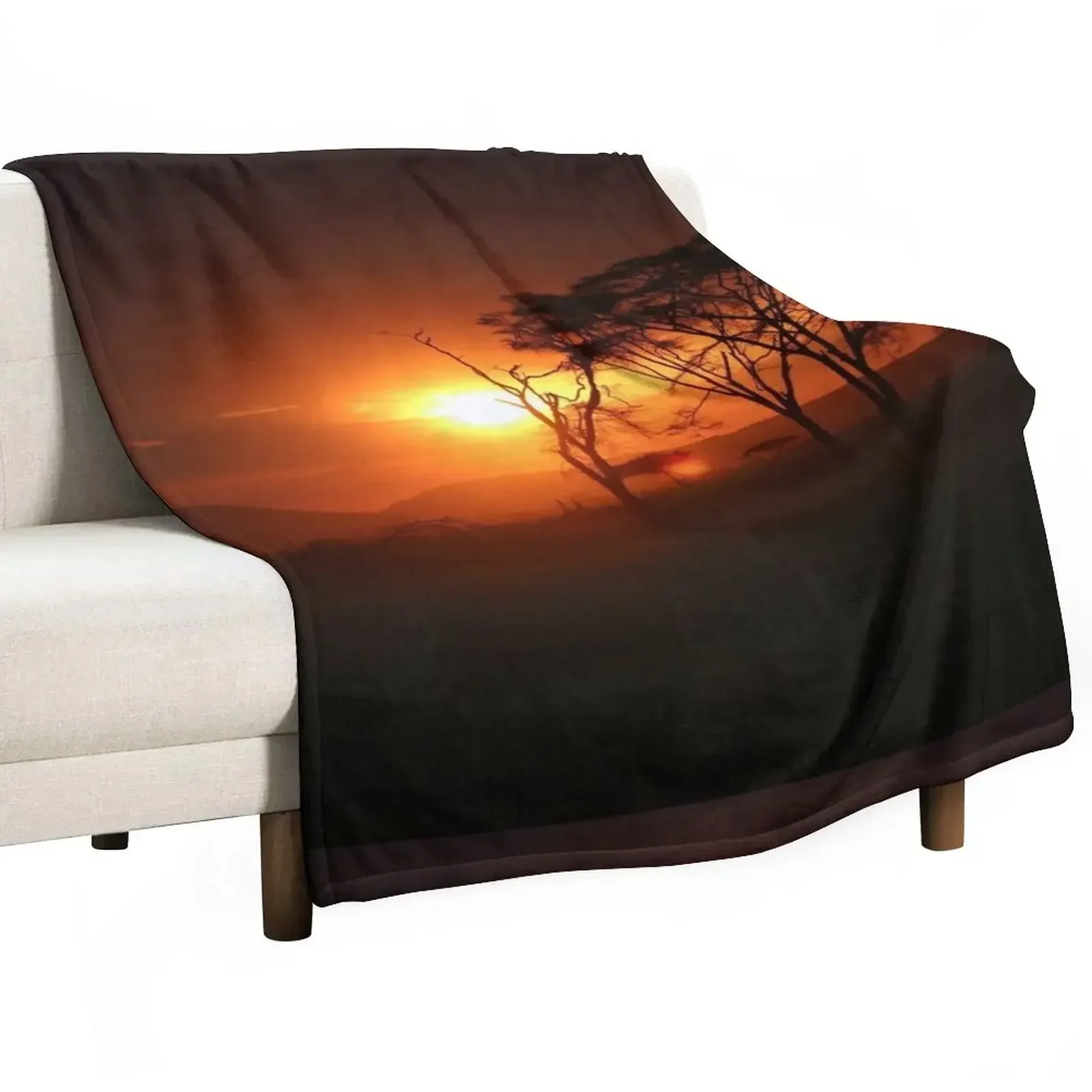 

Sunset, Serengeti National Park, Tanzania, Africa, Landscape, Nature, Photography, BebiCervin Throw Blanket Plaid Thin Blankets