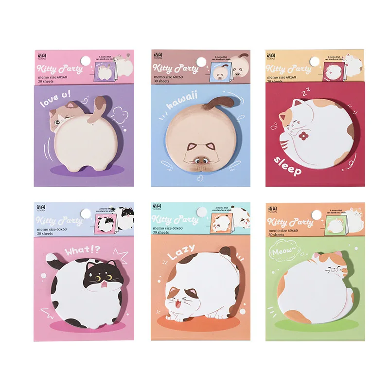 30 fogli Cartoon Cat Sticky Note Kawaii Sticky Note Notepad Memo Pad Page Marker Planner Stickers Office School Sticker