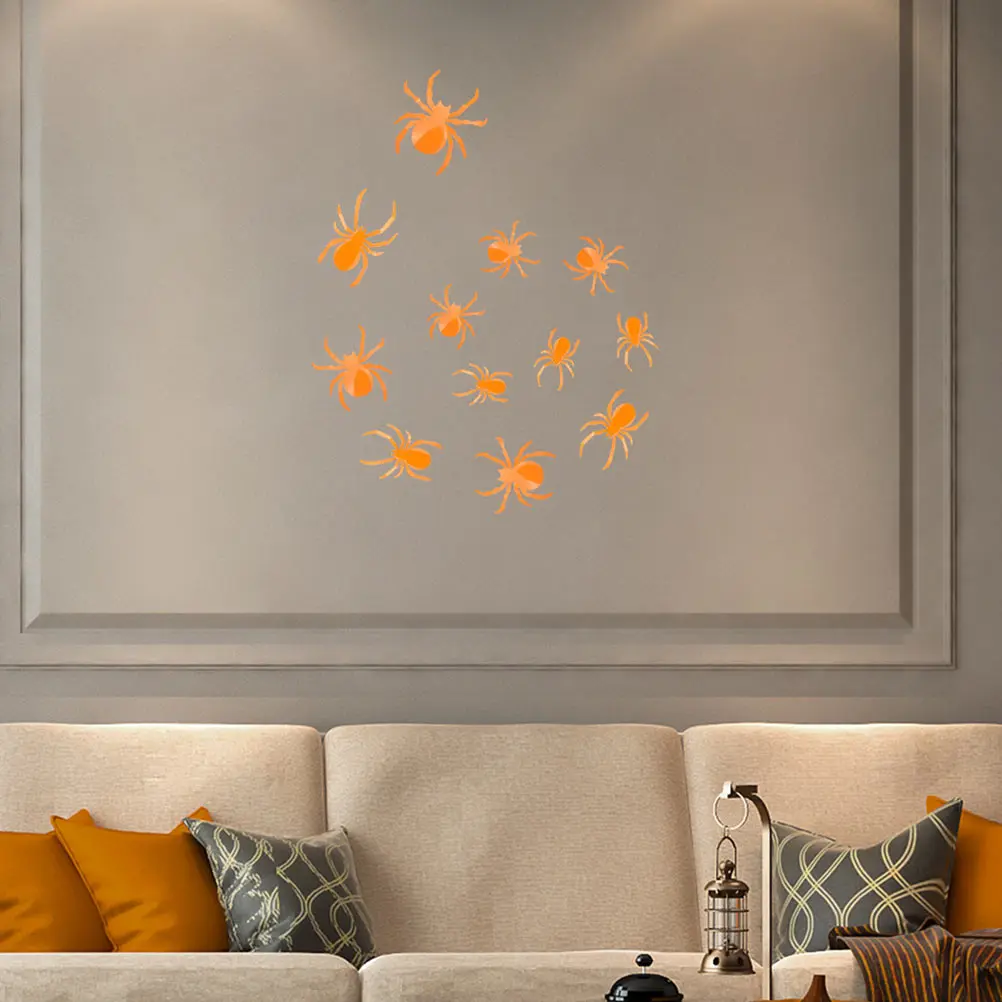 

36Pcs Halloween Spider Stickers Luminous 3D Wall Decals Creative Self-Adhesive Halloween Decor for Window Door Party Backdrop