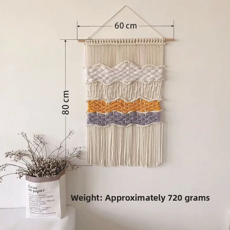 

Nordic Handwoven Cotton Rope Tapestry Room Decor Bohemian Wall Hanging Decor Geometric Pattern Long Rectangle Home T...