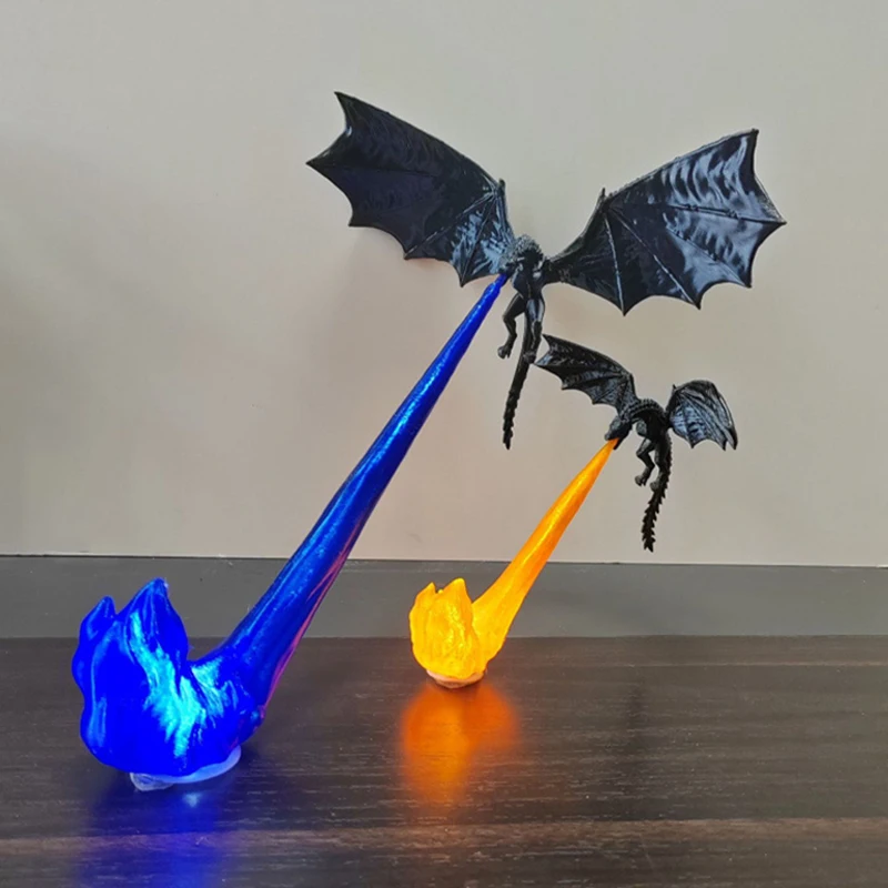 3D Printed Fire-Breathing Dragon Book Nook Bookend Fantasy Dragon Statue with Glowing Flame Unique Bookshelf Home Decor & Gift