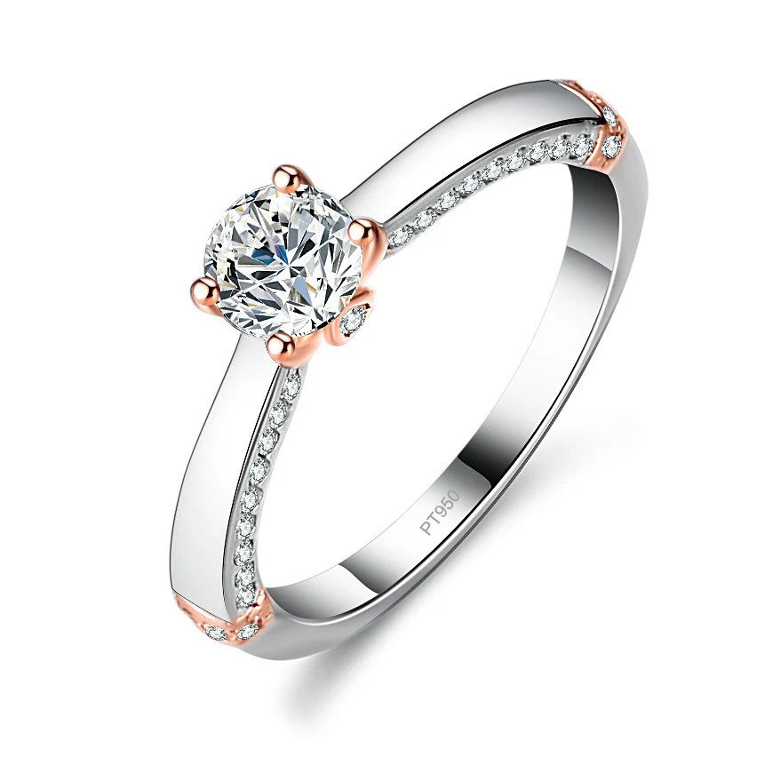 

Lumira Новое платиновое кольцо с четырьмя зубцами PT950, боковой комплект с бриллиантами, 0,5 карата, кольца с муассанитом, женские стильные кольца для повседневного ношения