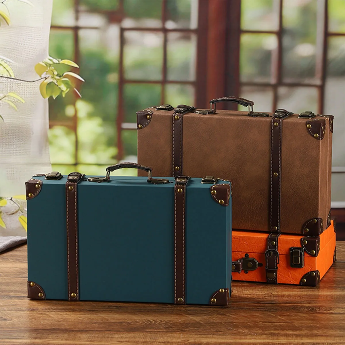

Vintage Wooden Suitcase Storage Trunk, Portable Decorative Luggage Suitcase Movie Prop Travel Suitcase, Home Decoration Luggage