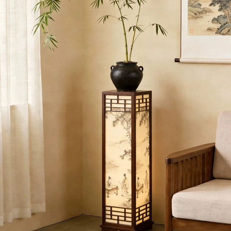 Song's Aesthetics Living Room Study Floor Lamp Hotel Homestay Ambient Light Tea Room Zen Solid Wood Decoration Floor Lamp