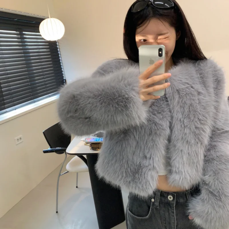 Faionable Chic Cappotto di pelliccia da donna con vestibilità ampia abbottonata di lusso Sle Autunno Inverno Capispalla coreano Sle Premium Quali