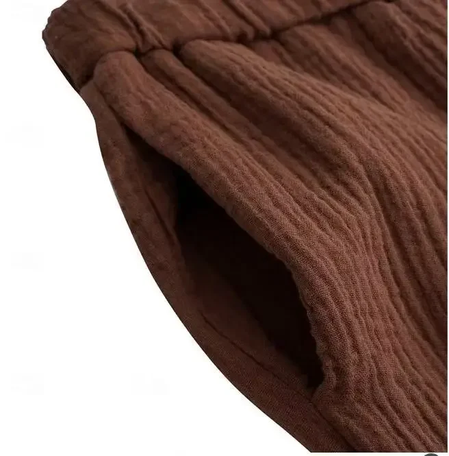 Boho Herren Baumwoll-Leinen-Shorts, Strandshorts, lässig, atmungsaktiv, einfarbig, mit Kordelzug, Sommer, Vintage, unregelmäßige, lockere Shorts – Detail 8