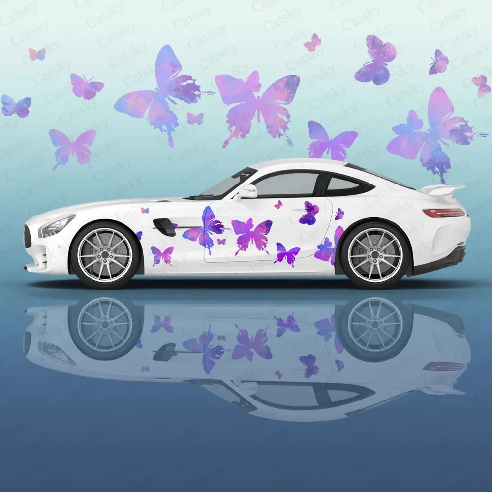 Colorful Butterfly Print Car Body Stickers Itasha Vinyl Car Side Decal Decoration﻿ Auto Accessories Decor Wrap Cover Film Gift