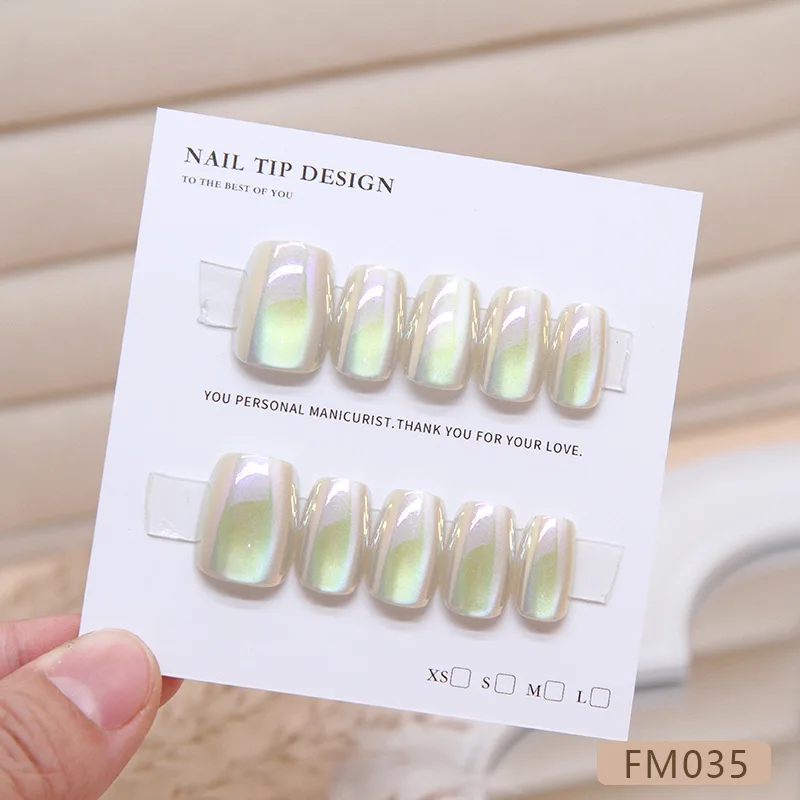 10개/대 고양이 눈 이동식 짧은 가짜 손톱 도구 세트 완전한 아크릴 네일 키트 스틱 온 손톱에 저렴한 인공 프레스