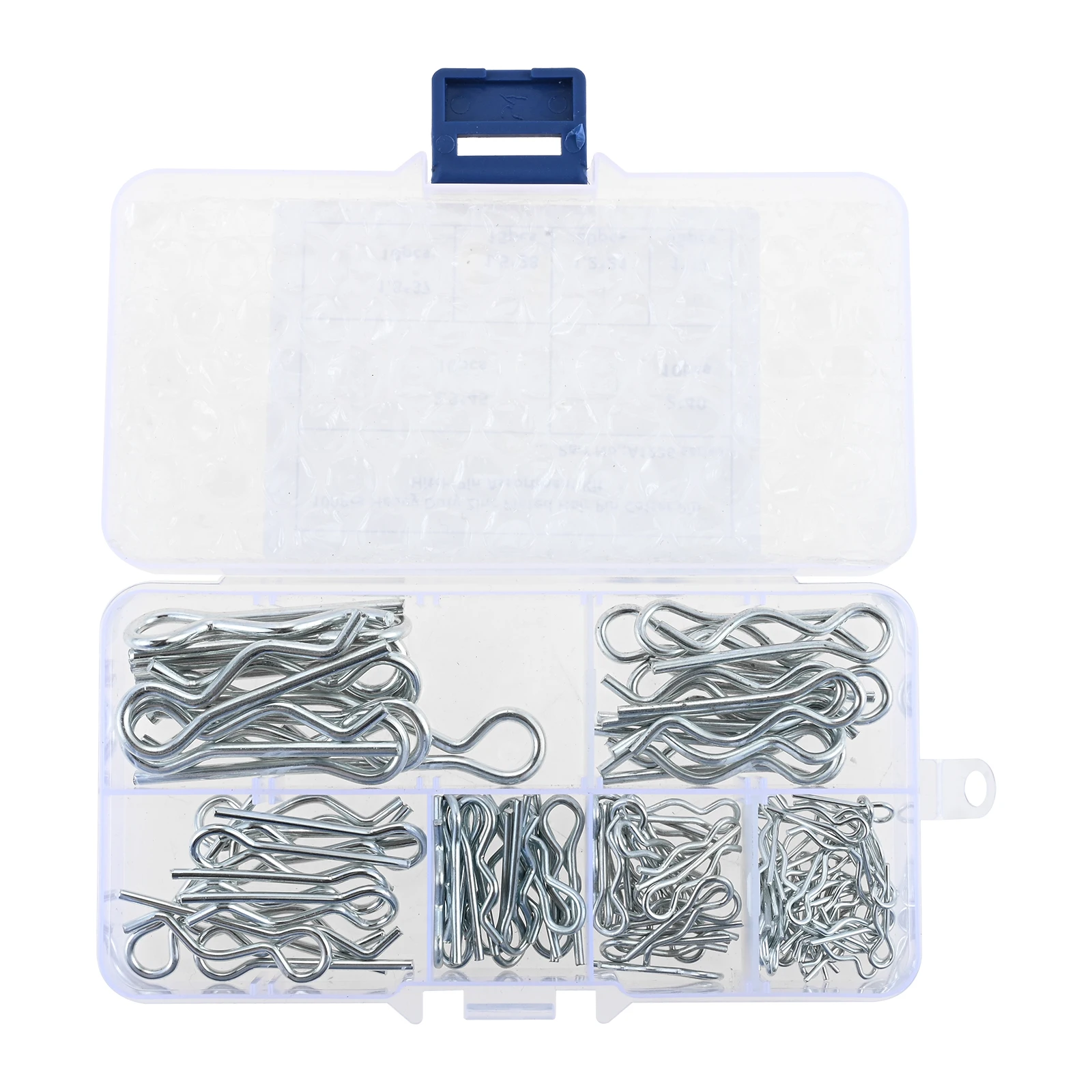 100pcs/box Carbon Steel Cotter R Pins Zinc Plated Hitch Pins Lock Spring Fastener Assortment Kit Retaining Pin Hairpin 6 Size