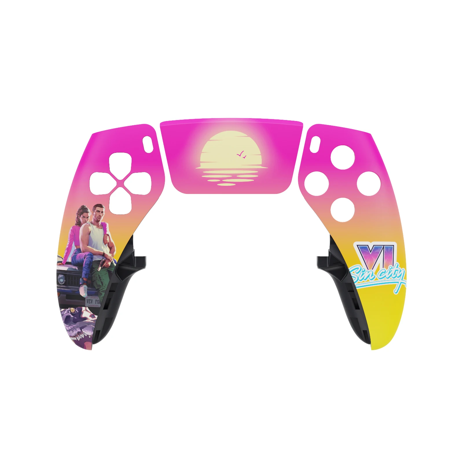 Neon Sunset City Palm Pattern DIY Full Shell Kit for DSE DualSense Edge Controller Replacement Faceplate Set