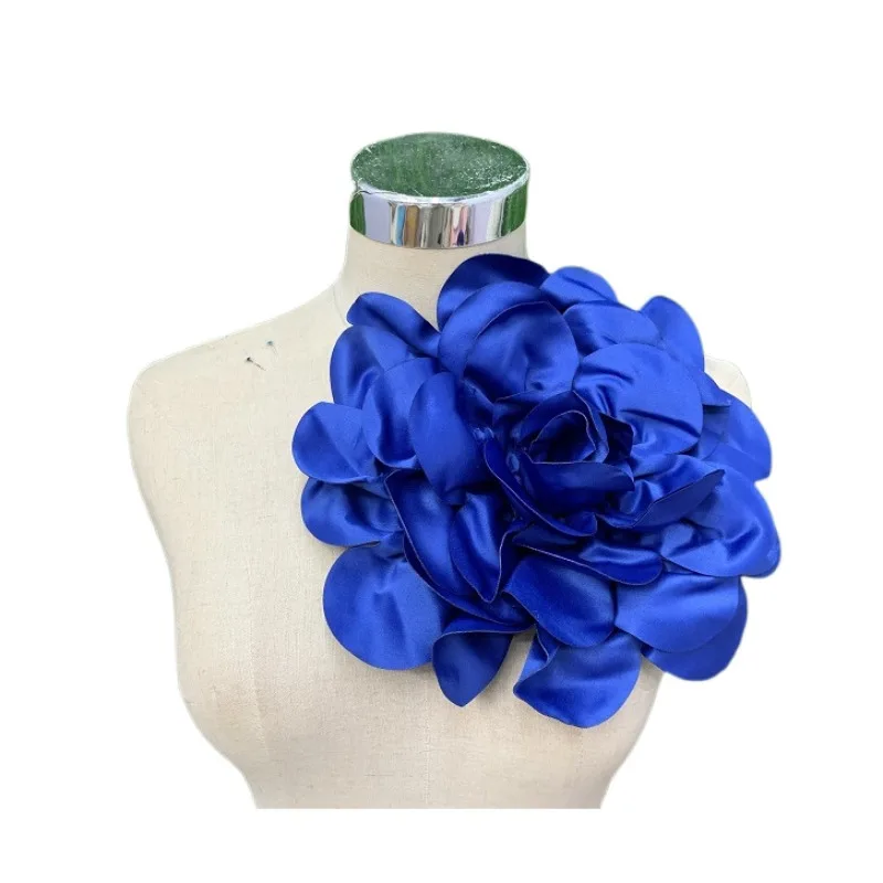 New 24CM Handmade Fabric Satin Flower Women's Large Flower Brooch Suit Accessory Pin Dress Corsage