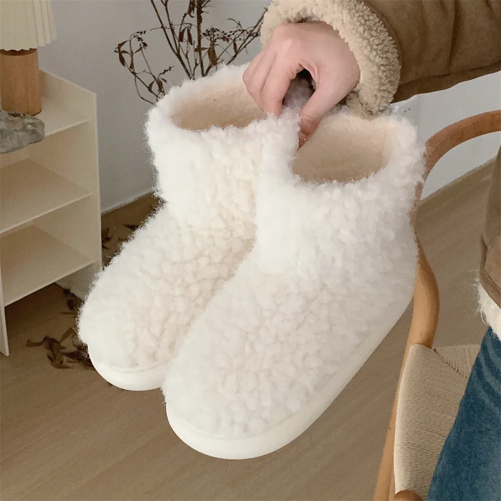 Student outdoor plush warm plush short cotton shoes autumn and winter new simple solid color snow boots women