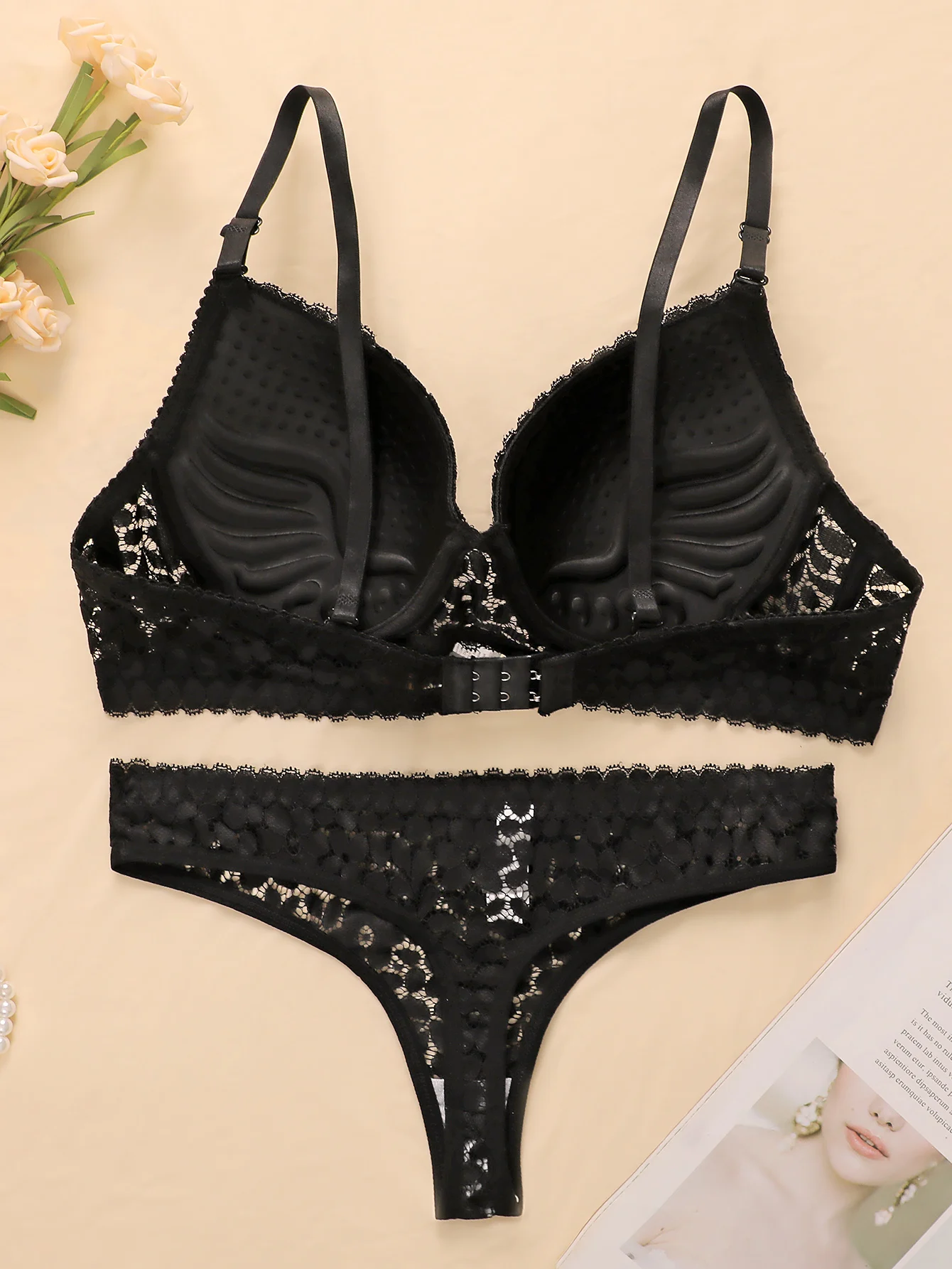 Women's Sexy Lace Lingerie Set With Steel Ring Gathering Push Up Bra Daily Comfortable Close Fitting Bra Underwear Set A3102