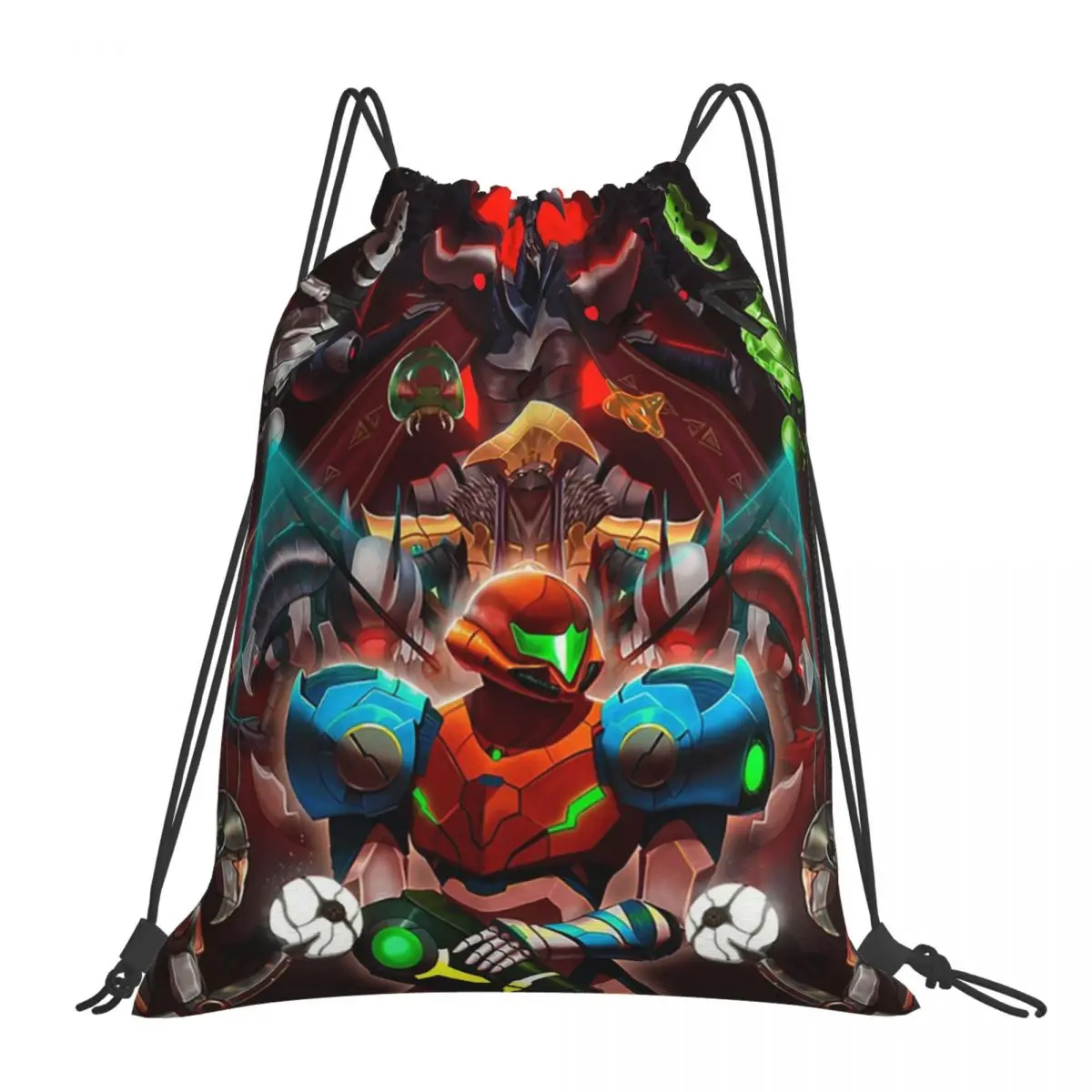 Metroid Dread Metroid Samus Aran Backpacks Multi-function Portable Drawstring Bags Storage Bag Book Bags For Travel School