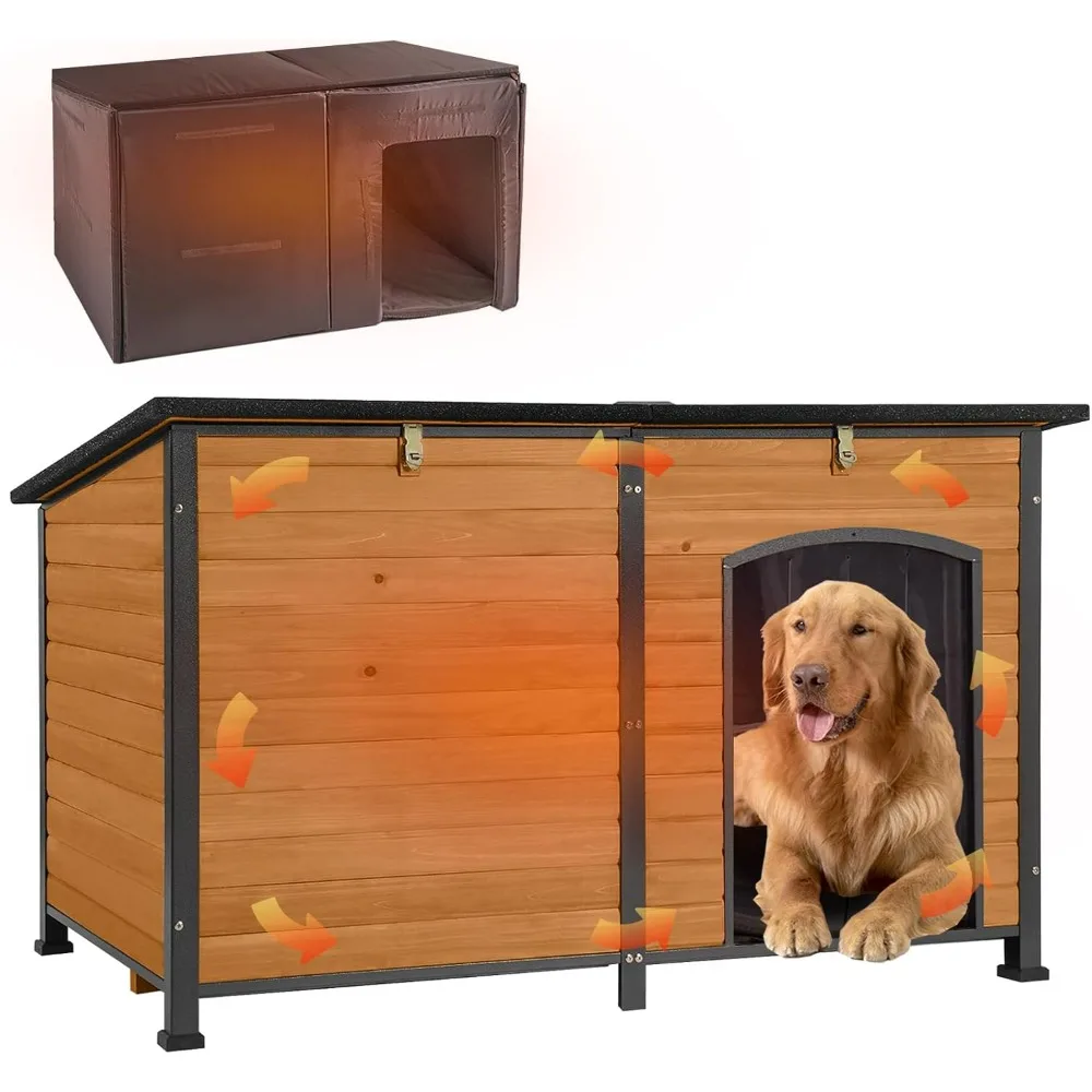 

Dog House Insulated Outdoor Dog Kennel with Liner for Winter Extra Large