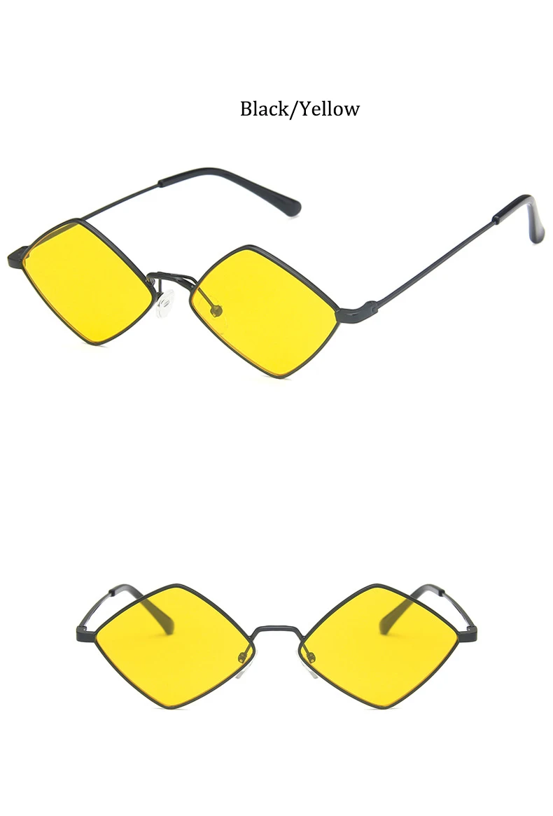 Hipster Polygon Frauen Sonnenbrille Unregelmäßige Vintage Kleine Rahmen Raute Damen Sonnenbrille Shades Retro Legierung Brillen Schwarz – Detail 13