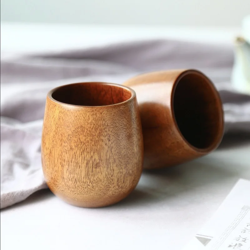 100Ml Big Belly Cup Creative Pattern Solid Wood Handcarved Anti Scald Tea Cups Simple Fragrant Original Tableware 5